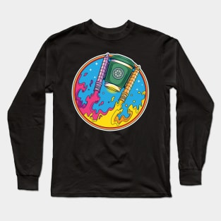 Coffee Rockets Blast Off Coffee Lover Drinker Caffeine Long Sleeve T-Shirt